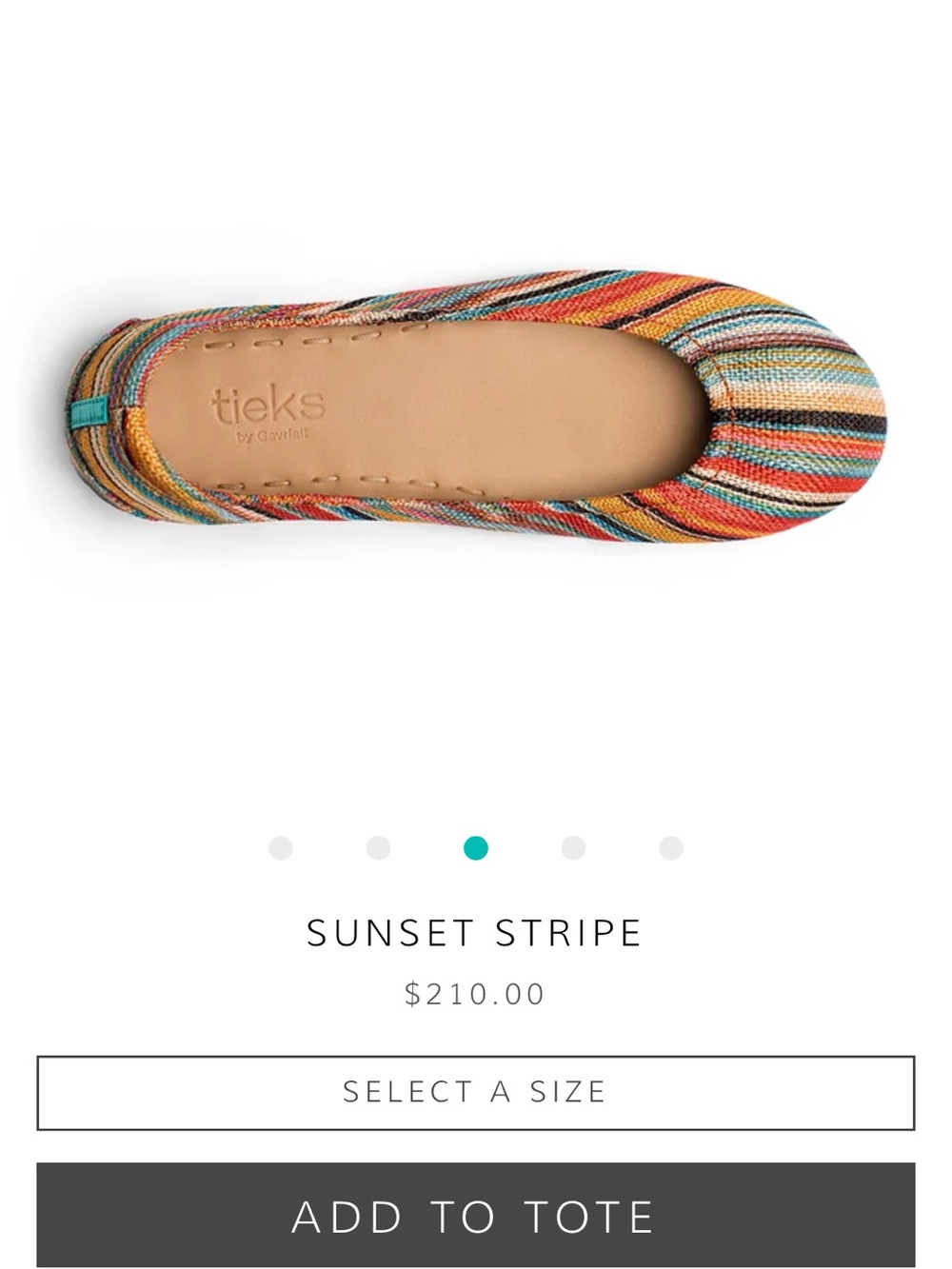 Tieks Women's Multicolor Sunset Stripe Ballet Flat